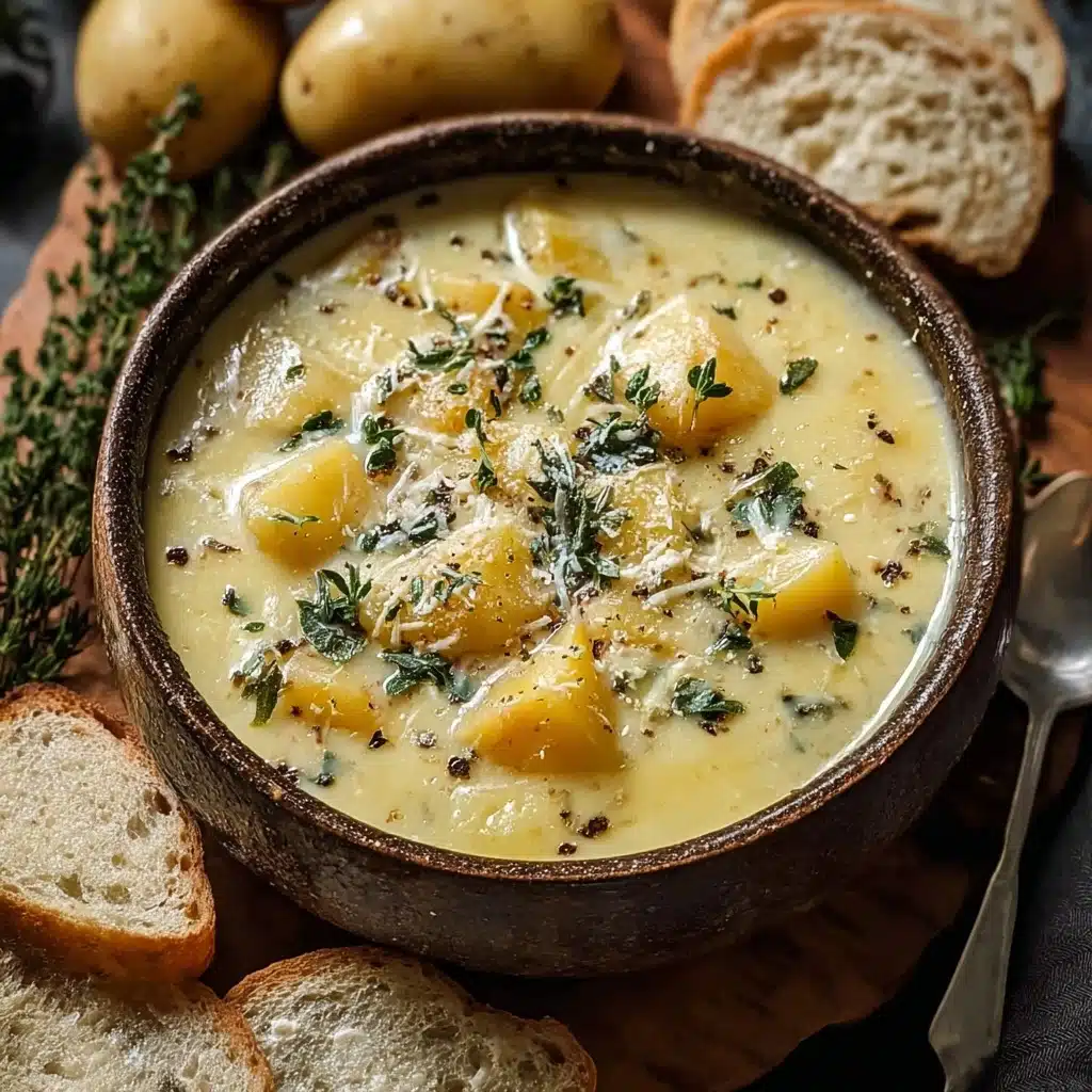 Hearty Cheddar Garlic Herb Potato Soup Recipe - Recipe Image