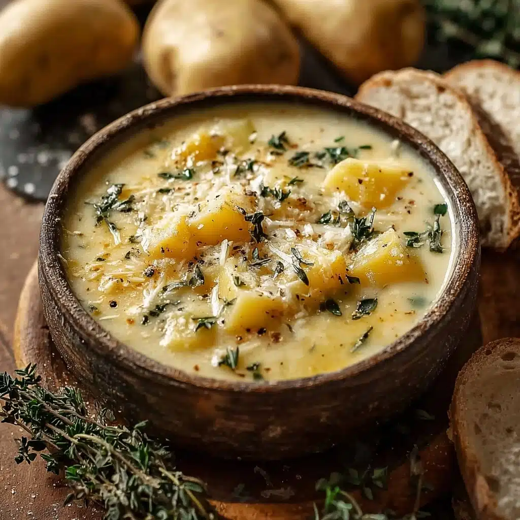 Hearty Cheddar Garlic Herb Potato Soup Recipe - Recipe Image