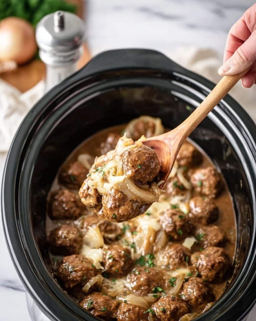 Crockpot French Onion Meatballs Recipe