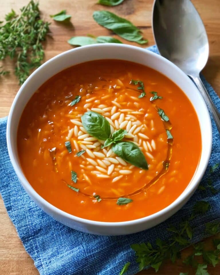 Tomato Orzo Soup With Crunchy Cheddar Toasts Recipe