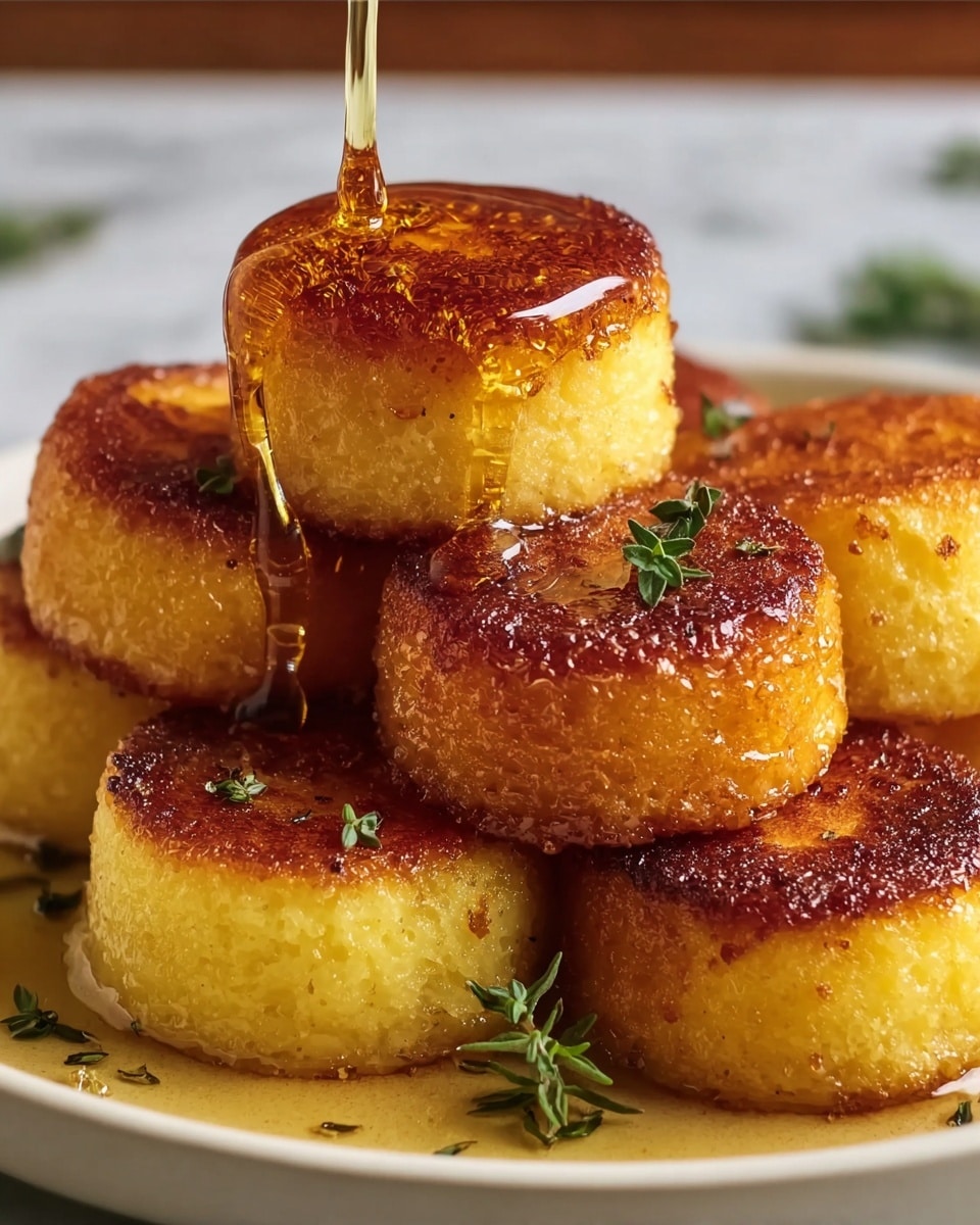 A small pyramid stack of seven golden brown fried balls sits on a white plate, each ball showing a crispy textured surface with a shiny finish and a slight glisten from oil. The balls have a rough, crunchy exterior with patches of darker fried spots and light sprinklings of coarse salt and fine green herbs on top. The plate rests on a surface with a white marbled texture. Photo taken with an iphone --ar 4:5 --v 7