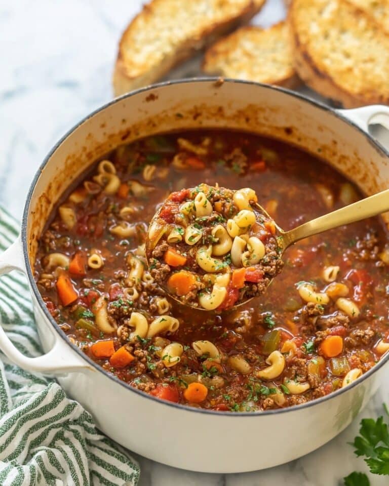 Beef and Tomato Macaroni Soup Recipe