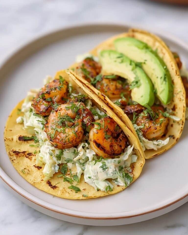 Shrimp Tacos with Creamy Cilantro Lime Slaw Recipe