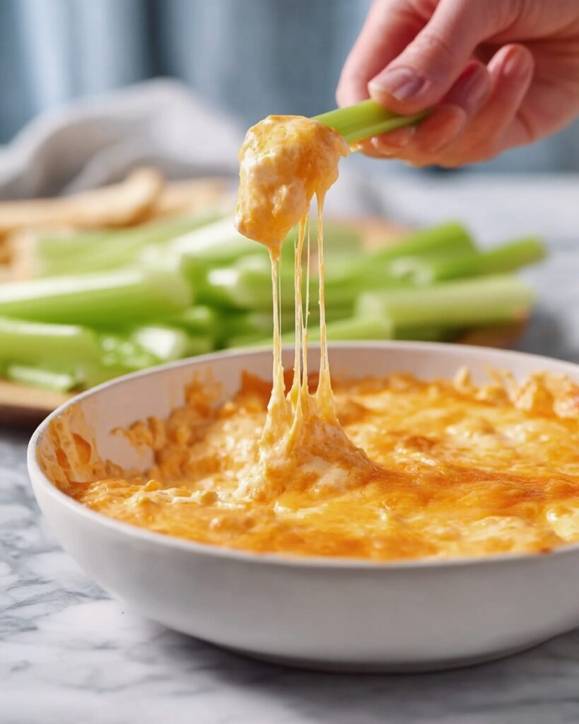 Spicy Chicken Ranch Dip with Cheddar and Celery Recipe
