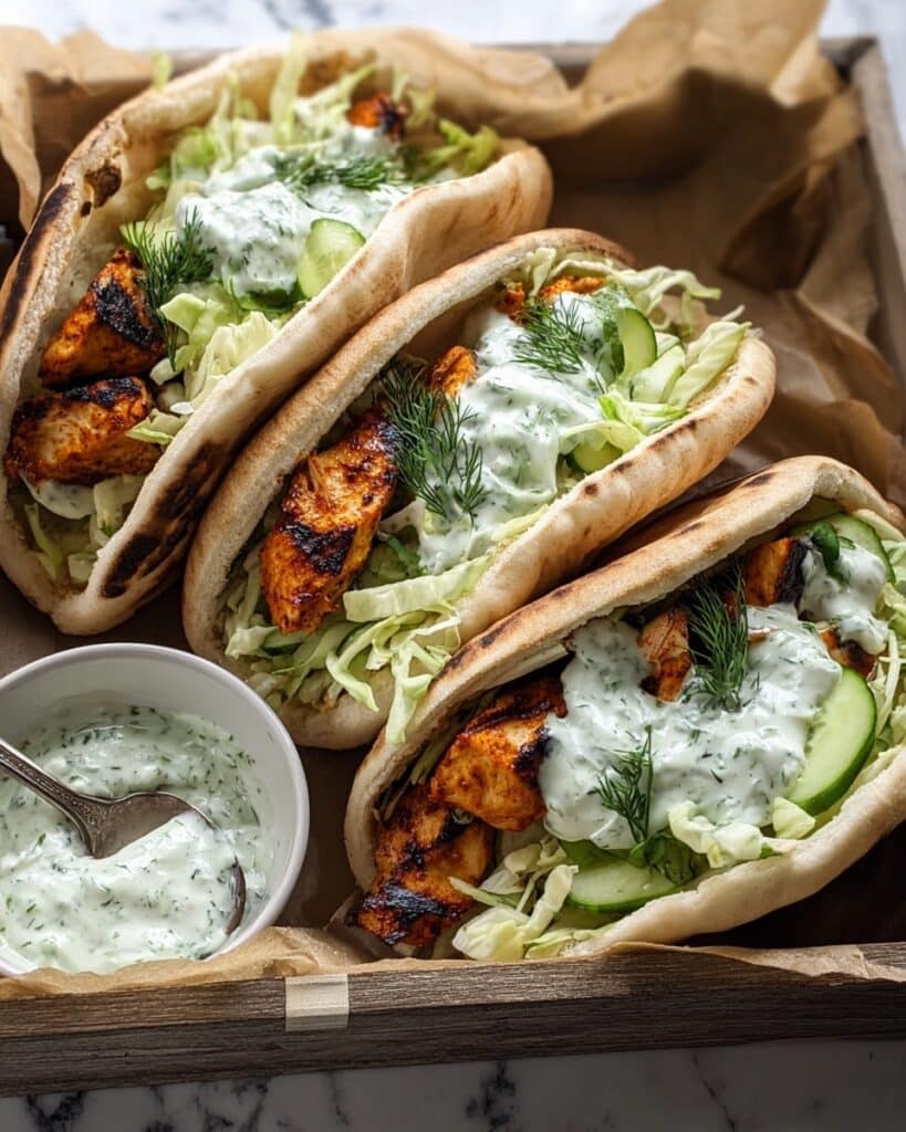 Sheet Pan Chicken Pitas with Herby Ranch Slaw Recipe