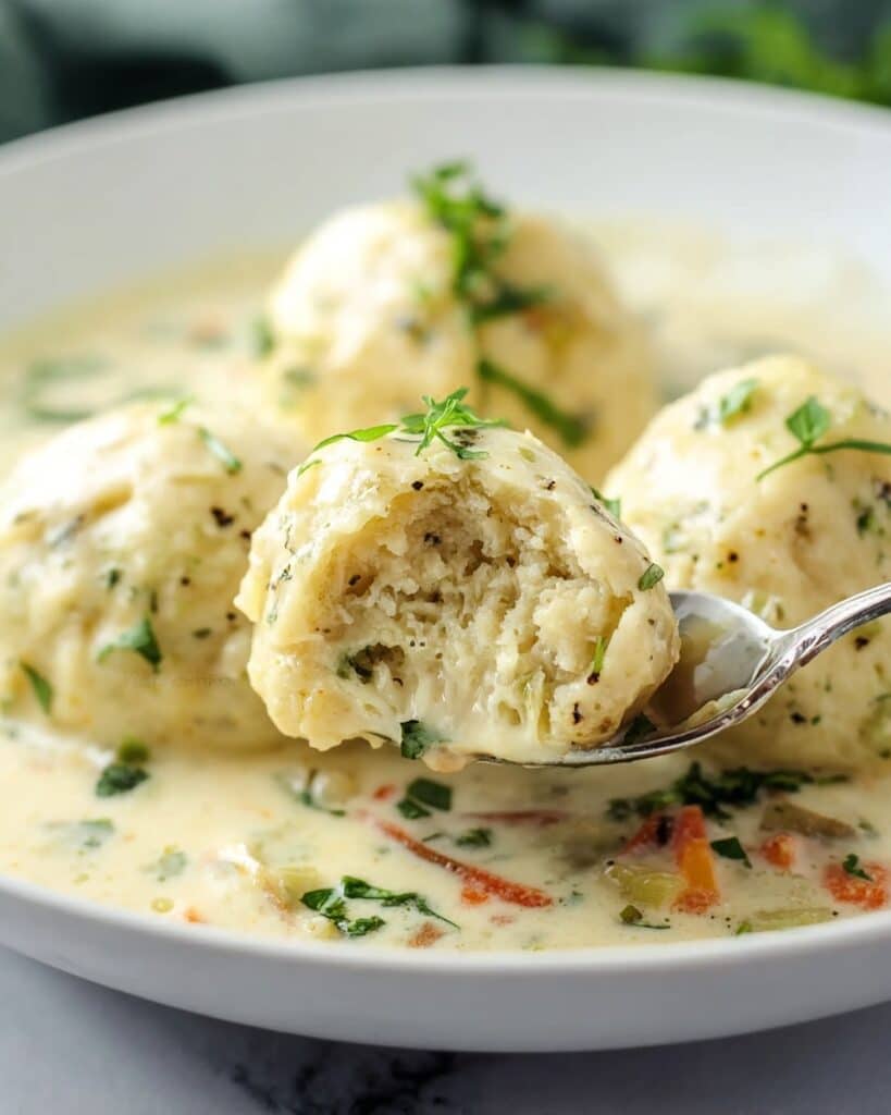 Creamy Chicken and Vegetable Soup with Fluffy Dumplings Recipe