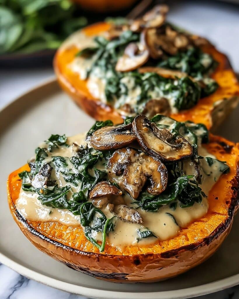 Spinach and Mushroom Stuffed Sweet Potatoes Recipe