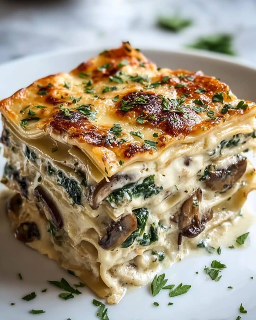 Creamy Spinach and Mushroom Lasagna Recipe
