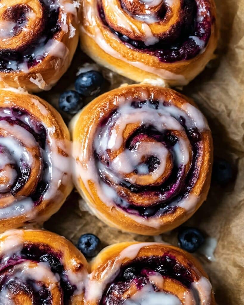 Blueberry Cinnamon Rolls with Cream Cheese Blueberry Frosting Recipe