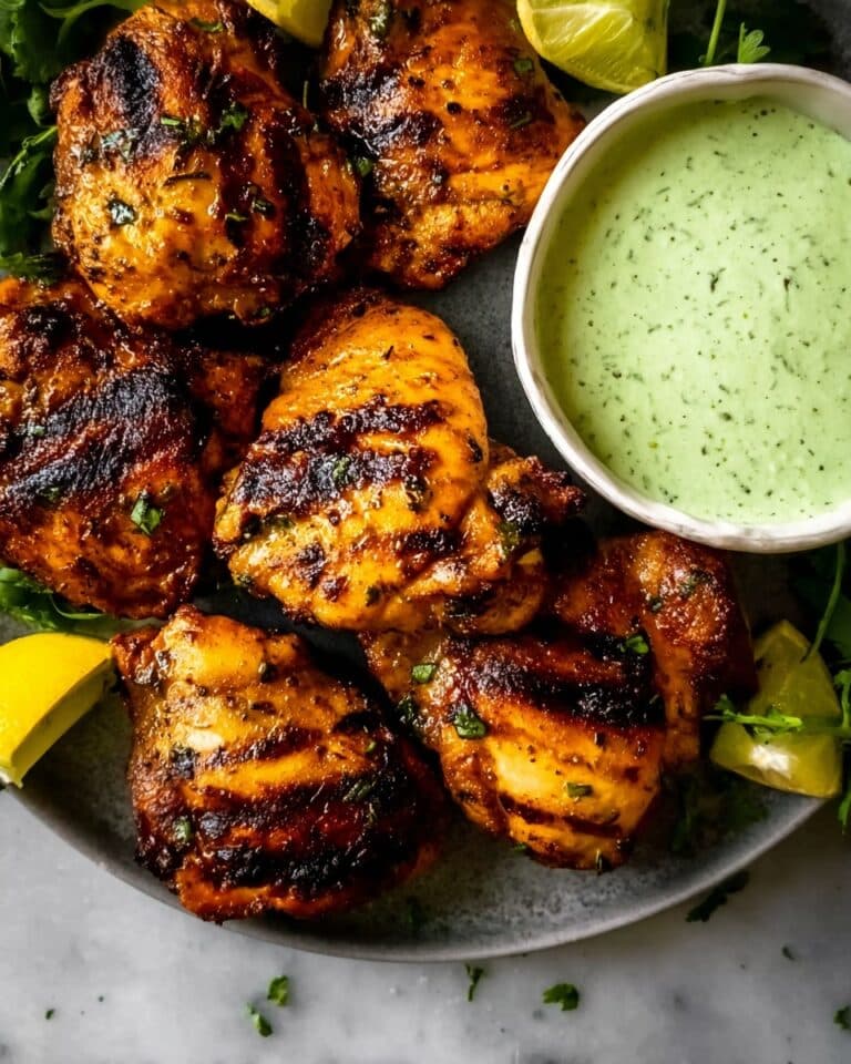Grilled Cumin-Lime Chicken Thighs with Fresh Green Cilantro Sauce Recipe