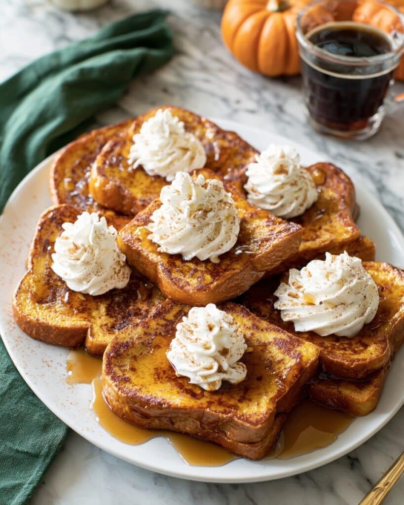 Pumpkin-Spiced French Toast with Maple Syrup and Pecans Recipe