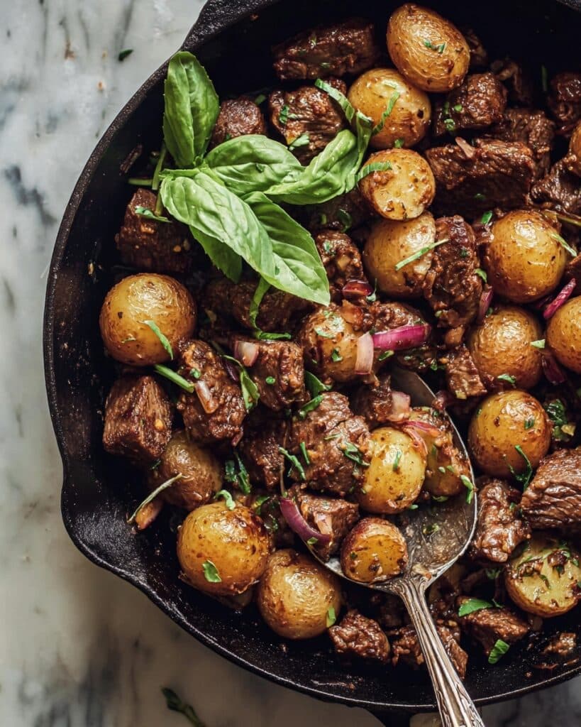 Garlic Butter Beef Bites with Potatoes Recipe