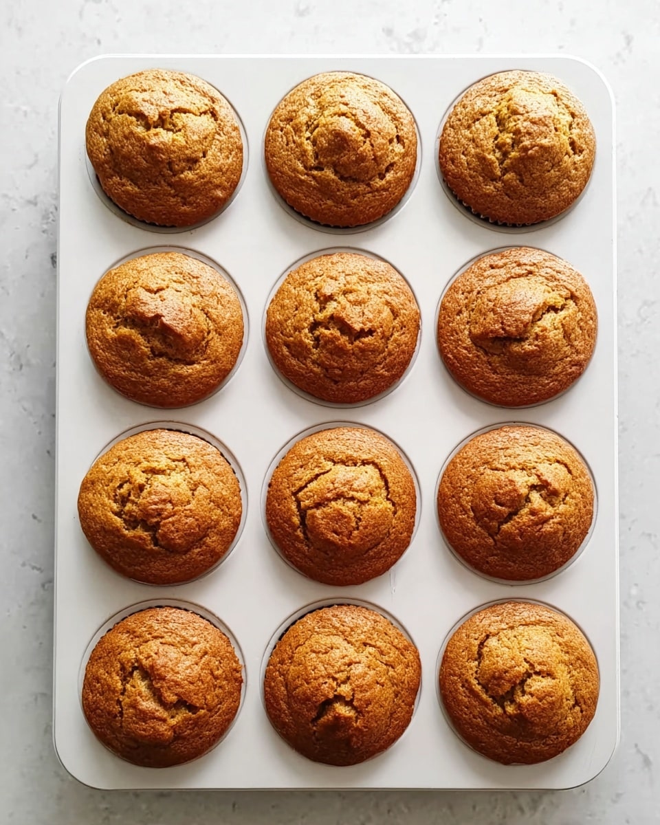 The image shows twelve freshly baked muffins arranged neatly in a white muffin tray with twelve circular slots. Each muffin has a golden-brown top with cracked texture and slightly domed shape. The tray rests on a white marbled surface that adds a clean and bright background. There are no other objects in the frame, making the muffins the main focus of the picture. photo taken with an iphone --ar 4:5 --v 7