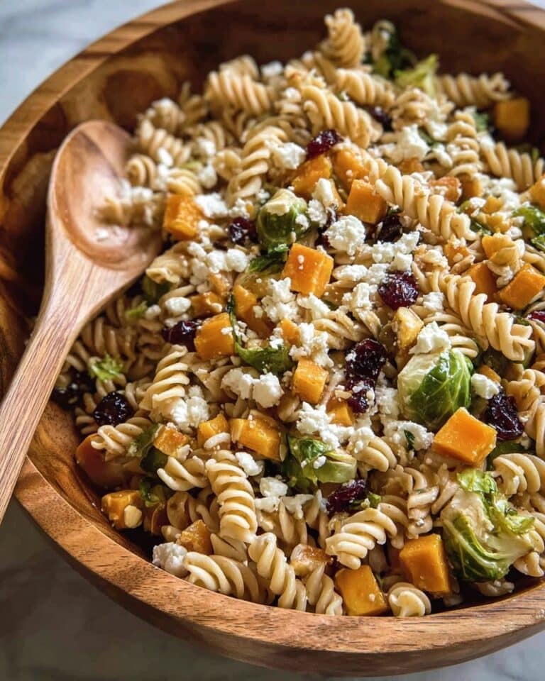 Roasted Vegetable Pasta Salad with Cranberries, Pecans, and Feta Recipe