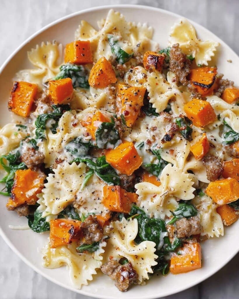 Squash Pasta with Sausage and Spinach Recipe