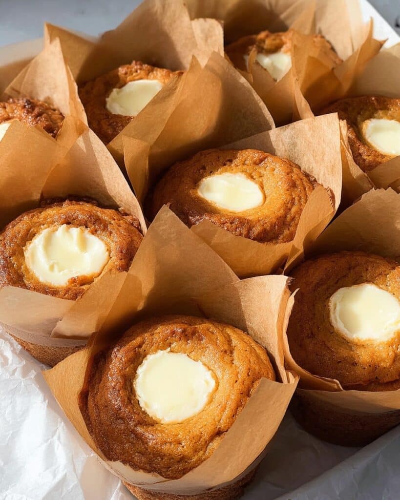 Pumpkin Muffins with Cream Cheese Filling and Pumpkin Seeds Recipe
