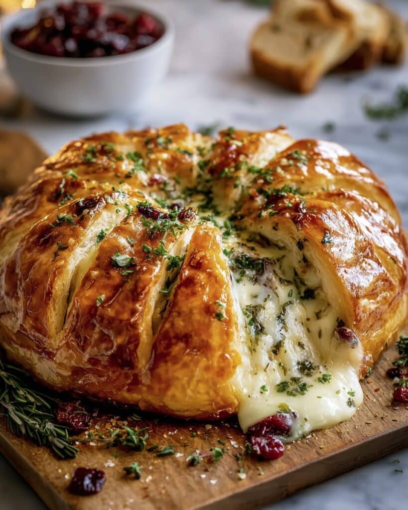 Savory Baked Brie with Garlic and Herbs Recipe