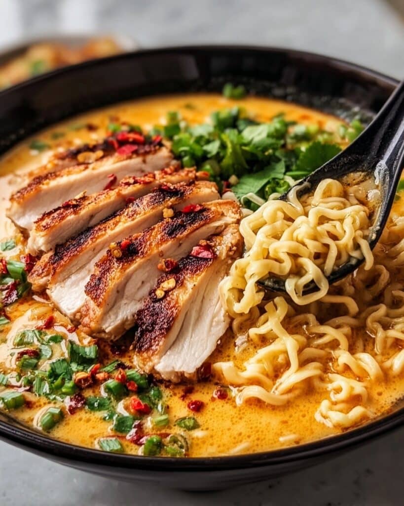 Ramen with Creamy Garlic Sauce Recipe