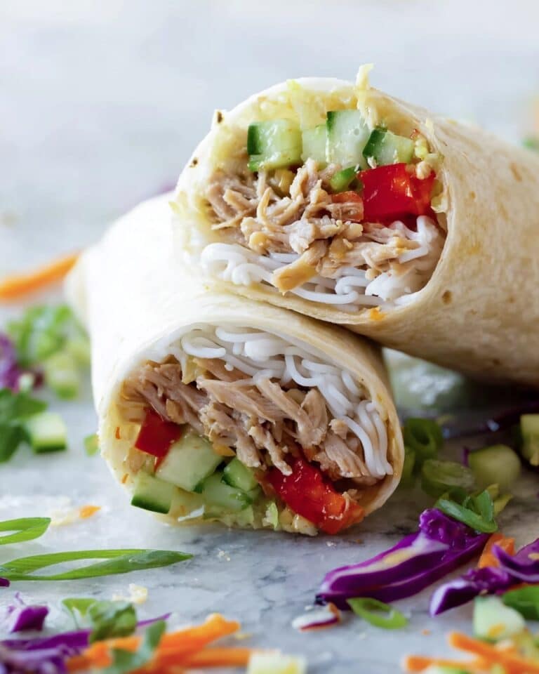 Teriyaki Chicken Wraps with Vermicelli Noodles and Fresh Vegetables Recipe