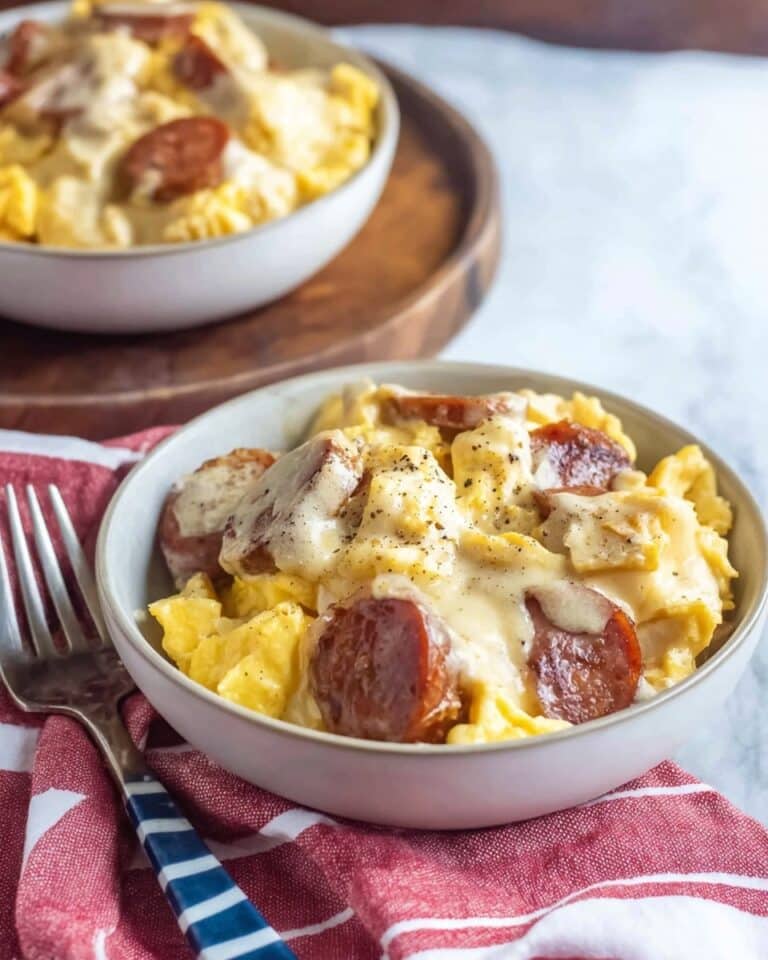 Cheesy Potatoes with Smoked Sausage Recipe