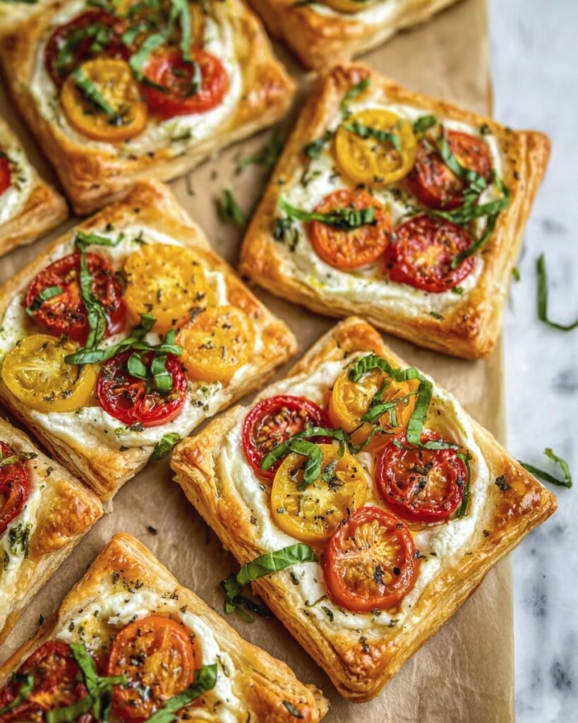 Tomato Tartlets with Ricotta and Basil on Puff Pastry Recipe