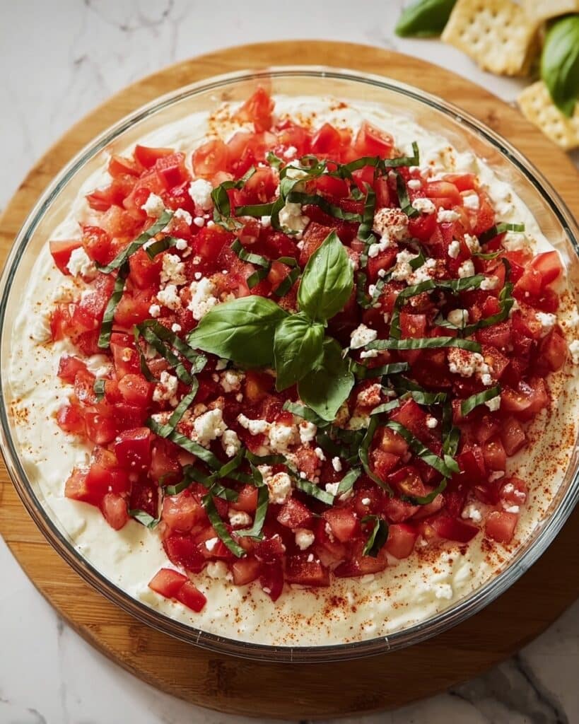 Bruschetta Dip with Cherry Tomatoes and Fresh Basil Recipe