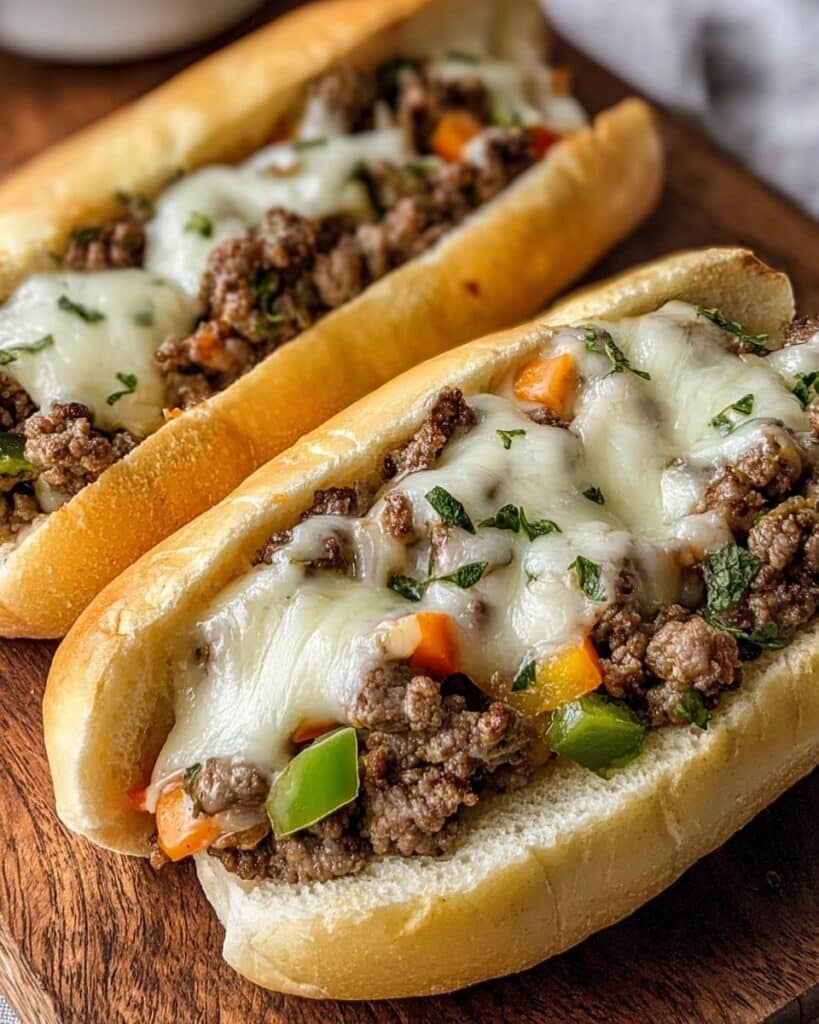 Ground Beef Philly Cheesesteak Sandwiches Recipe