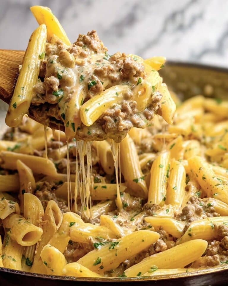 Cheesy Ground Beef Pasta Skillet Recipe