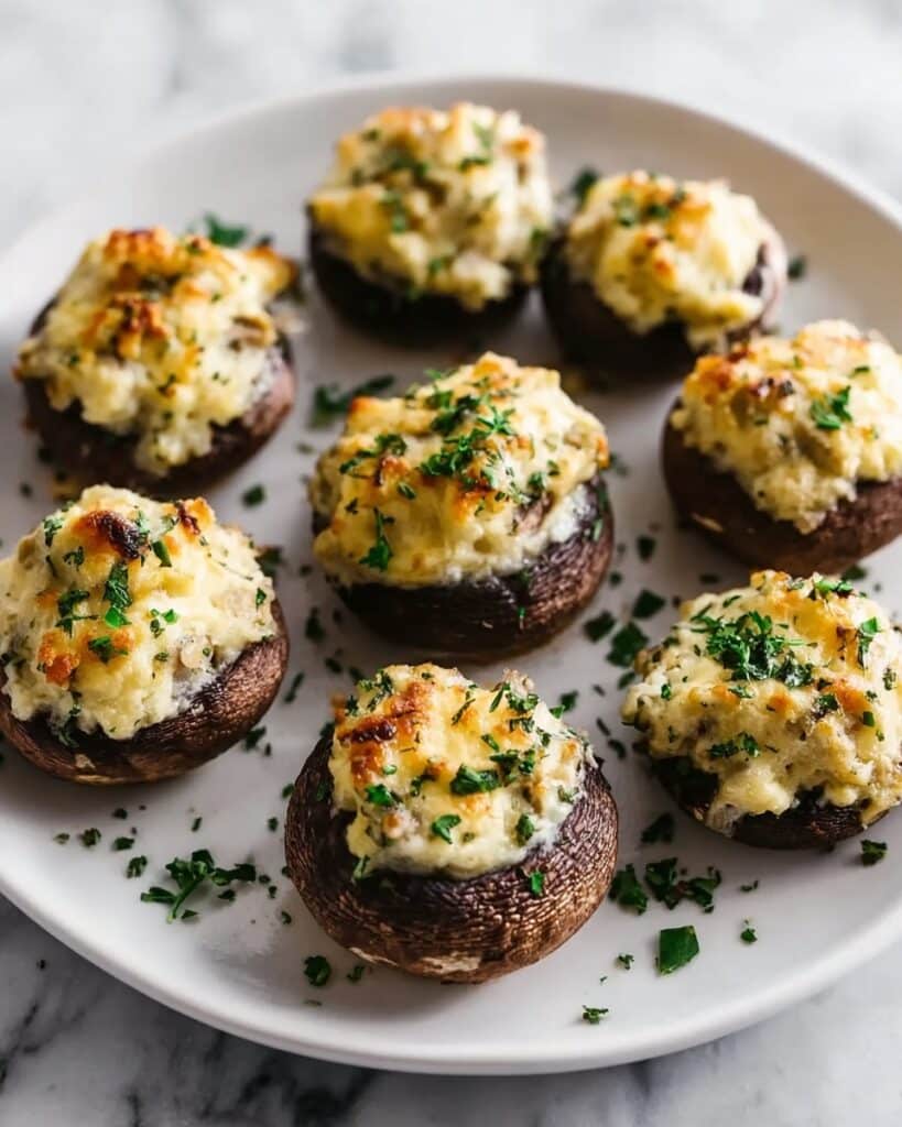 Stuffed Mushrooms with Cream Cheese, Parmesan, and Pecans Recipe