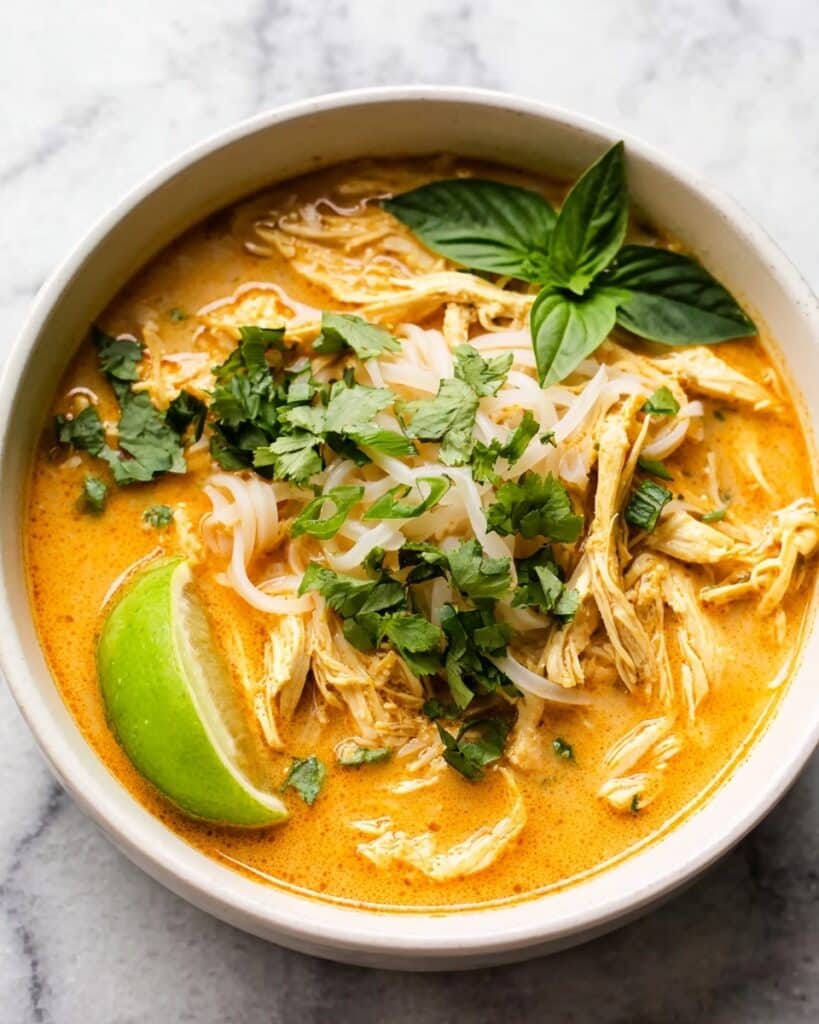 Chicken Curry Soup with Coconut Milk and Noodles Recipe