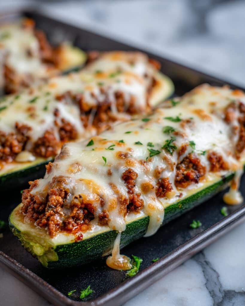 Zucchini Boats with Savory Ground Beef and Melted Cheese Recipe