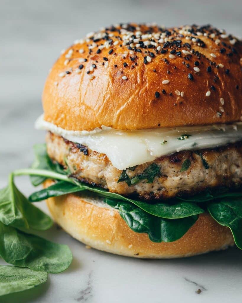 White Cheddar Spinach Chicken Burgers Recipe