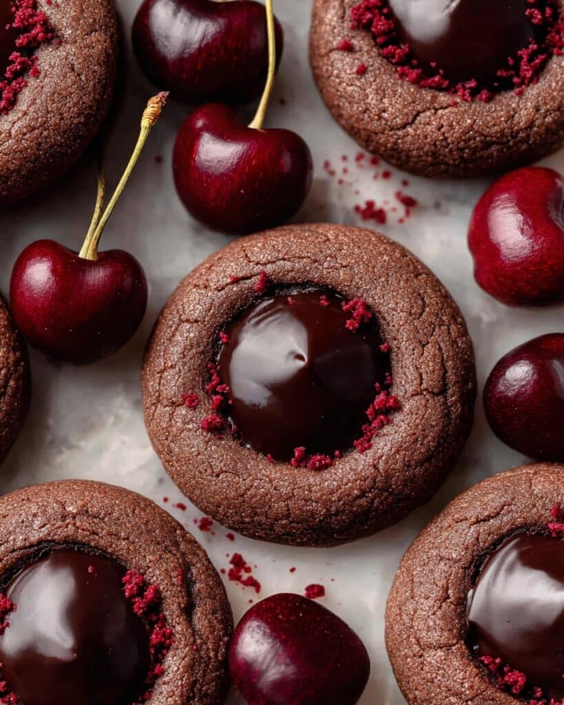 Chocolate Cherry Cookies with Ganache Filling Recipe