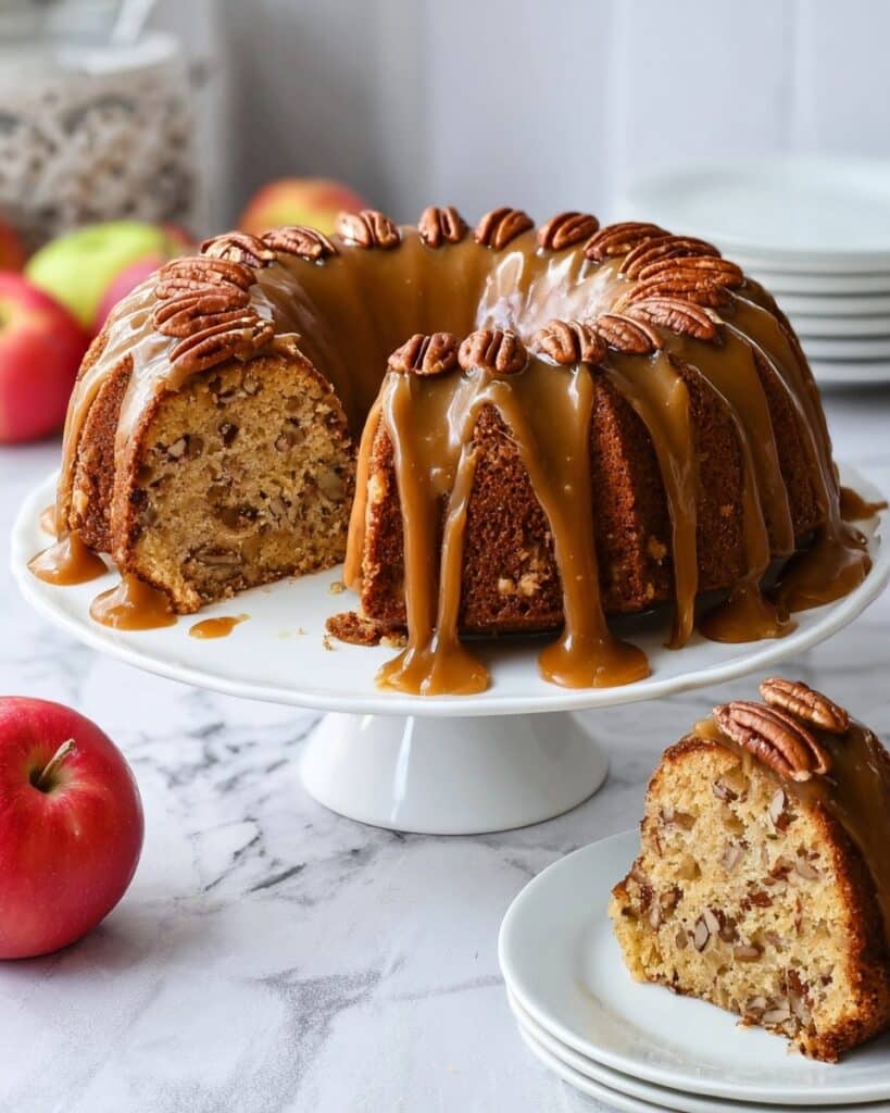 Caramel Glazed Apple Pecan Bundt Cake Recipe