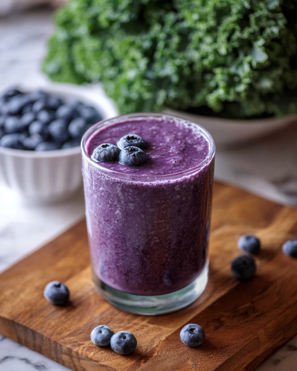 A tall, clear glass filled with a bright pink smoothie, topped with a sprinkle of light brown grains and a red-and-white striped straw angled slightly to the right; the glass has vertical ridges and sits on a white marbled surface scattered with fresh red strawberries with green leaves and plump blue blueberries, with some grains spilled around the base, all softly lit with a dark blurred background creating a cozy, fresh look photo taken with an iphone --ar 4:5 --v 7