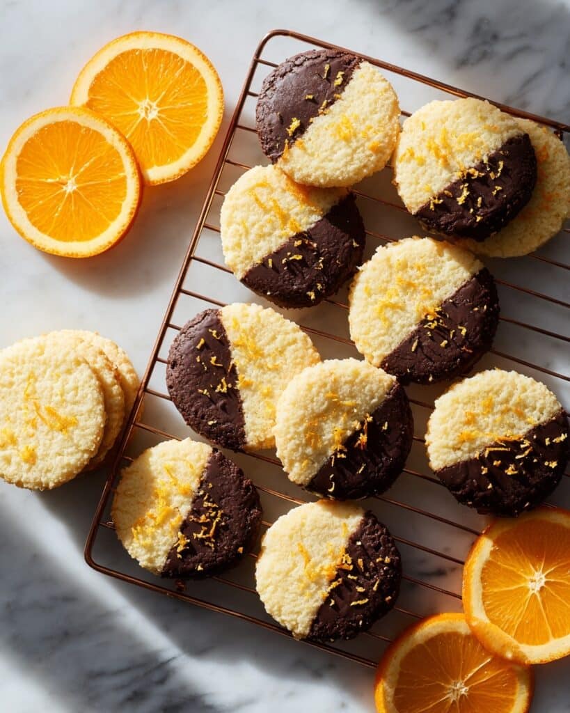 Orange Shortbread Cookies with Chocolate Dipping Recipe