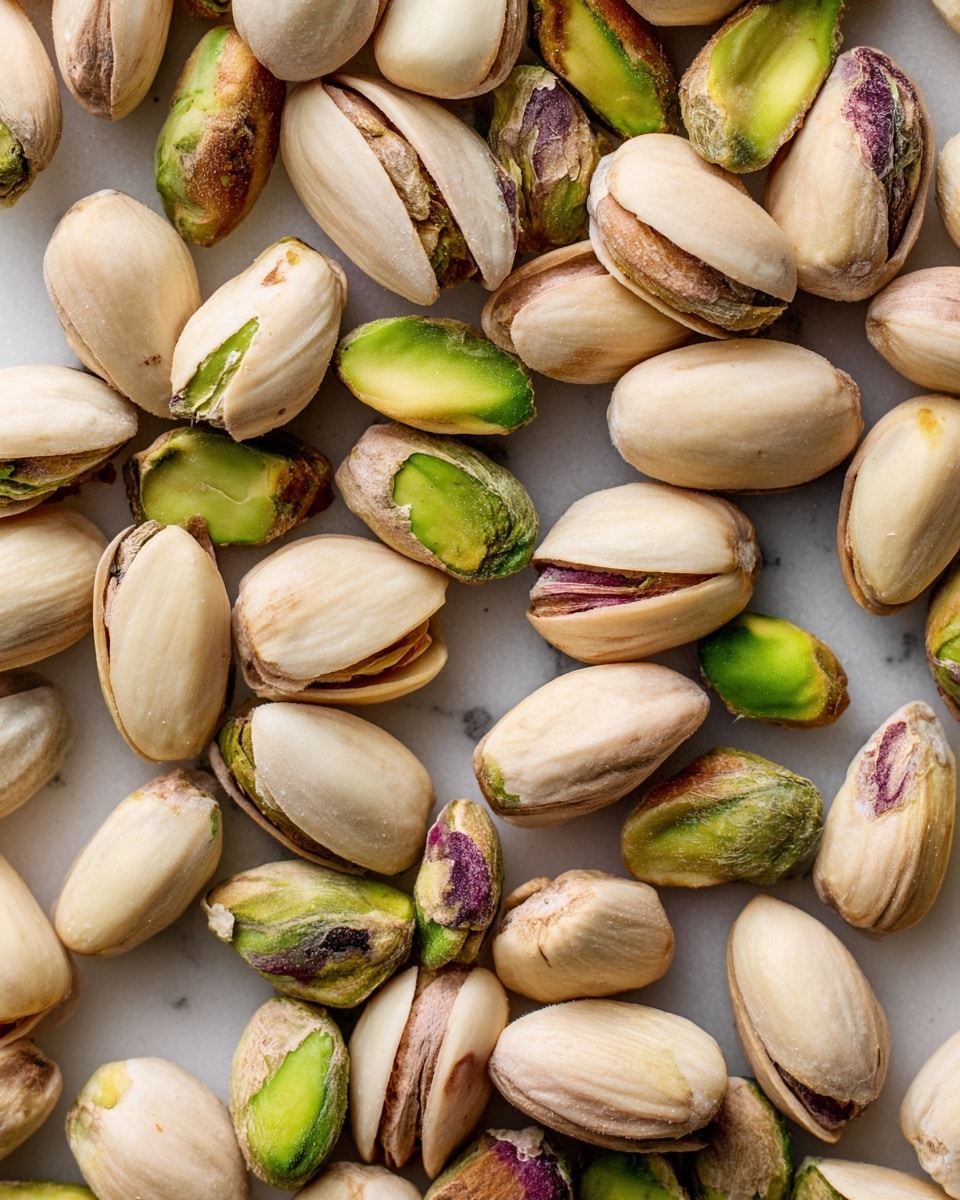 A close-up view of many shelled pistachio nuts spread loosely on a flat surface. The pistachios are in varied shades of green and light yellow with smooth textures and irregular shapes, some slightly open to reveal their inner parts. They are lying on a white marbled surface that highlights their natural colors and details photo taken with an iphone --ar 4:5 --v 7