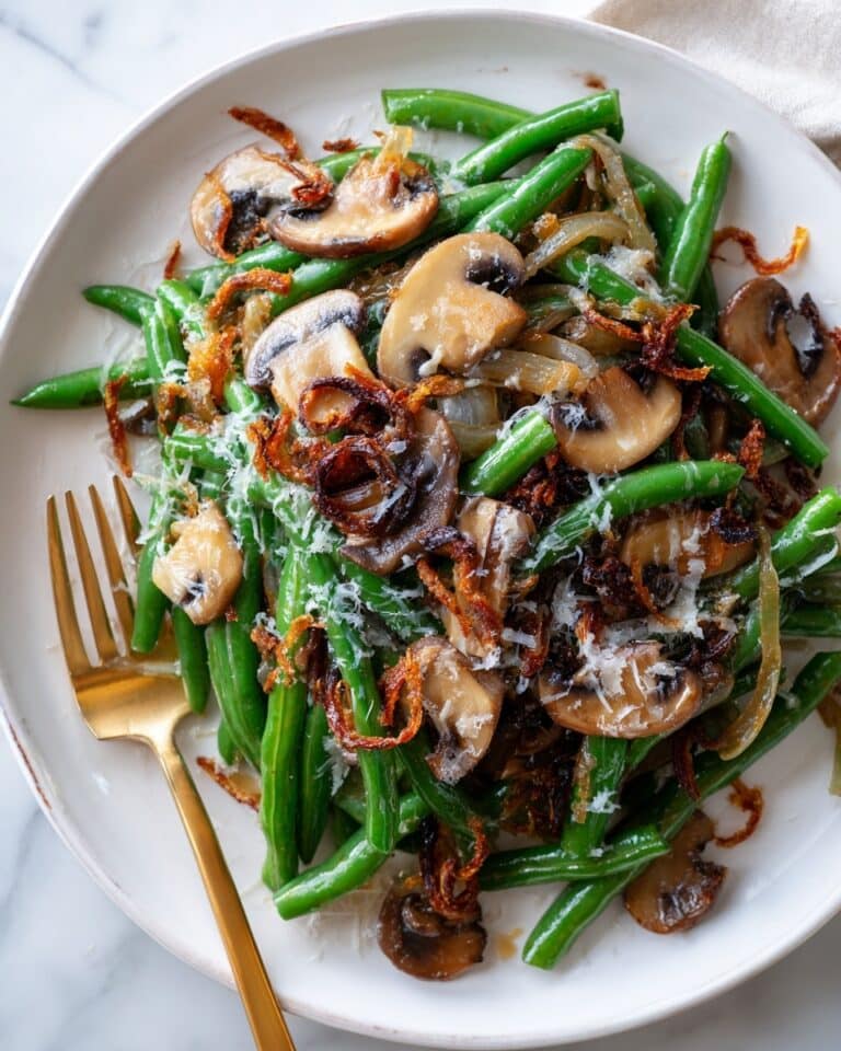 Creamy Mushroom Green Bean Casserole with Crispy Shallots Recipe