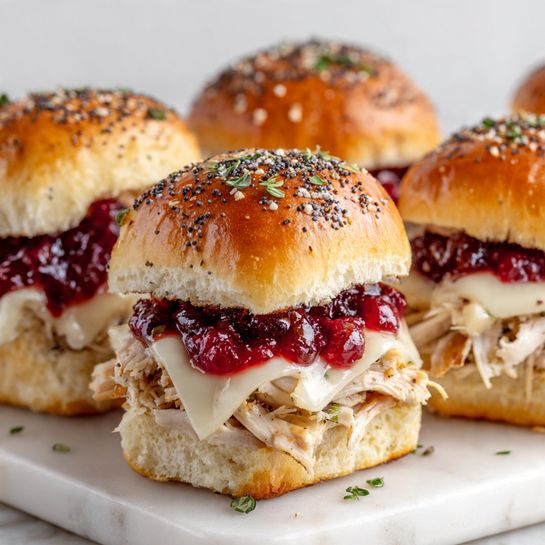 Cranberry Turkey Sliders with Cream Cheese and Garlic Butter Recipe