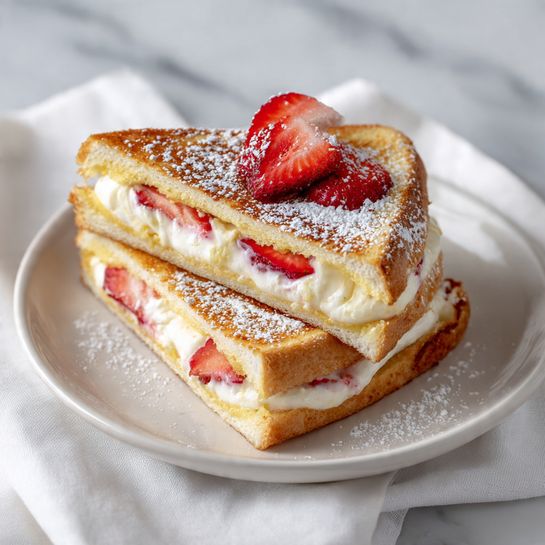 Stuffed French Toast with Cream Cheese, Strawberries, and Honey Recipe