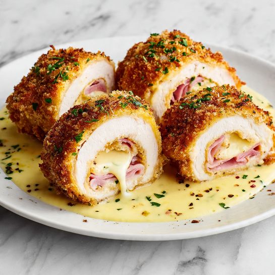 Chicken Cordon Bleu with Dijon Parmesan Sauce Recipe