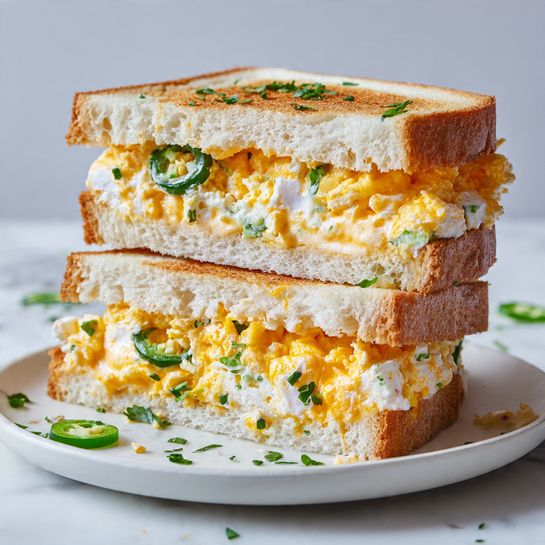 Crispy Egg Salad with Mozzarella, Sriracha, and Chives on Toast Recipe