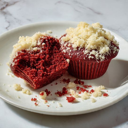 Cream Cheese Mocha Red Velvet Muffins with Crumb Topping Recipe
