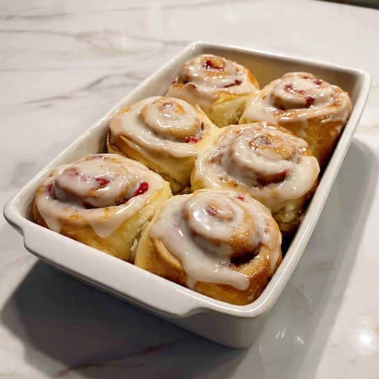 Cheesecake Cinnamon Rolls with Strawberry Cream Cheese Frosting Recipe