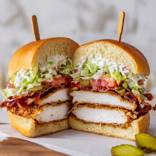 Crispy Fried Chicken Burger with Garlic Mayo Recipe