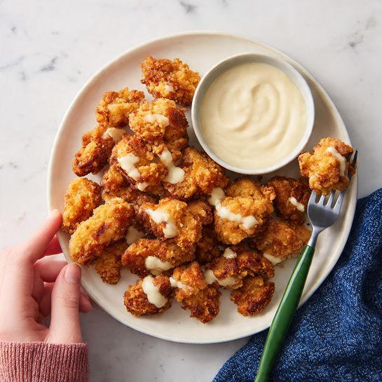 Bite-Sized Blooming Onions with Buttermilk Ranch Dip Recipe
