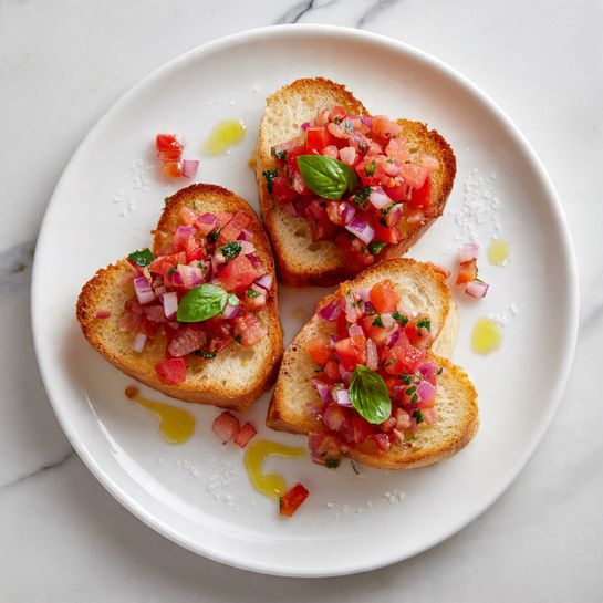 Valentine’s Day Heart-Shaped Tomato Basil Crostini Recipe