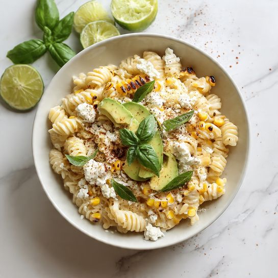 Corn Pasta Salad with Cotija, Cilantro, and Lime Recipe