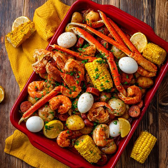 Garlic Butter Seafood Boil with Cajun Spices Recipe