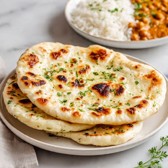 Homemade Garlic Naan Bread with Herb Butter Recipe